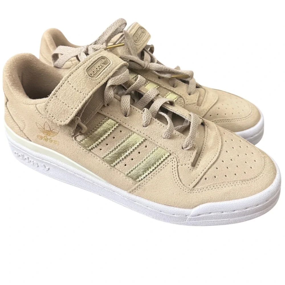 Adidas Forum Low Beige Gold Suede Sneakers H03206 Womens 10‎
